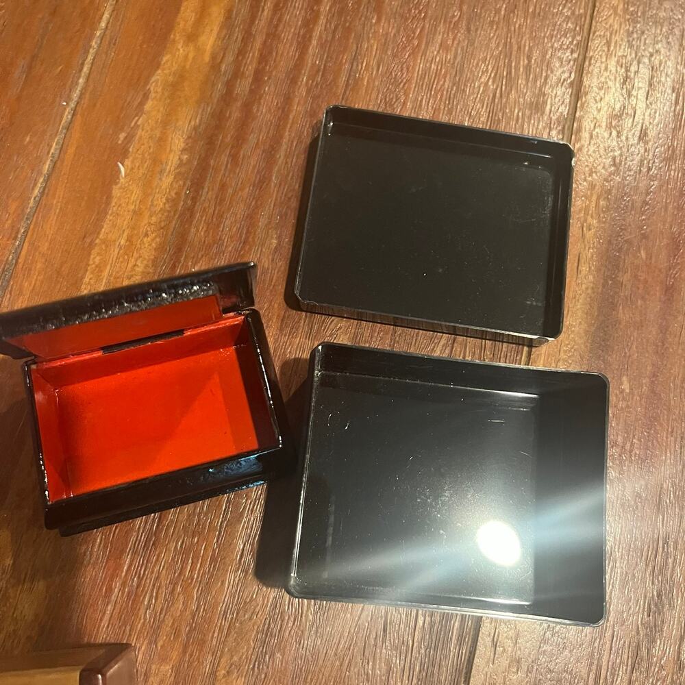Mini Trinket Box Collection Russian Lacquered, Vintage Inlaid Nativity Lot of 4 - Picture 7 of 8